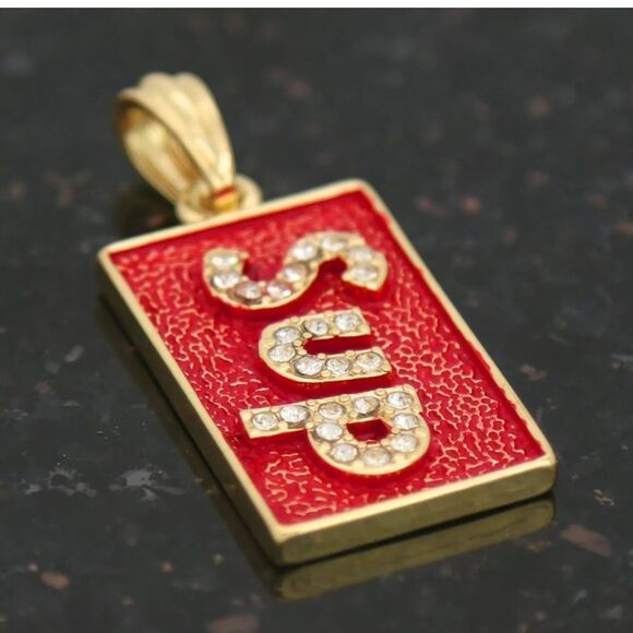 14K Gold Plated Supr Designer Red Block Chain New​ - Picture 3 of 4